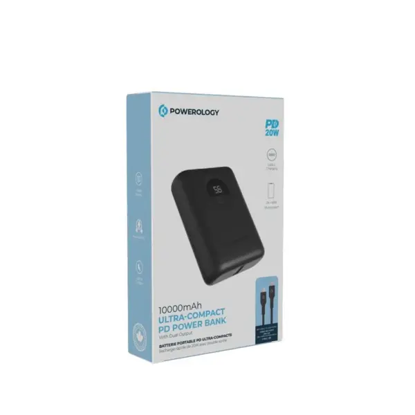 POWEROLOGY 10000mAh ULTRA-COMPACT PD POWER BANK PD 20W | BLACK
